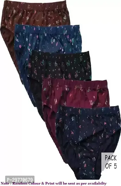 Stylish Multicoloured Cotton Blend Printed Brief For Women Pack Of 5