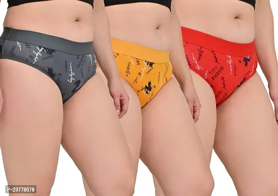 Stylish Multicoloured Cotton Blend Printed Brief For Women Pack Of 3-thumb0