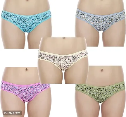 Stylish Multicoloured Cotton Blend Briefs For women Pack of 5-thumb0