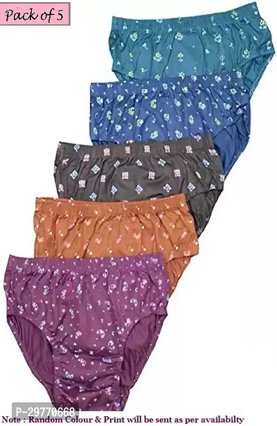 Stylish Multicoloured Cotton Blend Printed Brief For Women Pack Of 5-thumb0