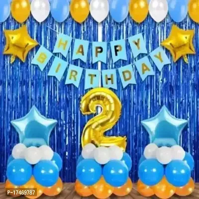 shalkiyans Solid 2nd Birthday Decoration Items for Boys, Birthday Decorations Kit Pack of 38 Pcs Balloon  (Blue, Pack of 38)-thumb0