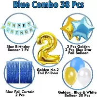 shalkiyans Solid 2nd Birthday Decoration Items for Boys, Birthday Decorations Kit Pack of 38 Pcs Balloon  (Blue, Pack of 38)-thumb1