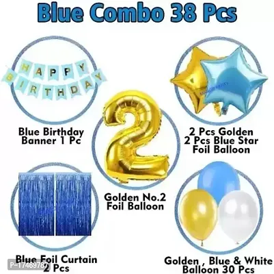 shalkiyans Solid 2nd Birthday Decoration Items for Boys, Birthday Decorations Kit Pack of 38 Pcs Balloon  (Blue, Pack of 38)-thumb2