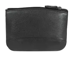 Genuine Leather Key Case Cum Coin Purse-Key  Coin Holder with with one Zip and Two Slip Pocket-Black Leather Key Case by Calfnero-thumb3