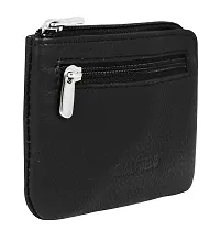 Genuine Leather Key Case Cum Coin Purse-Key  Coin Holder with with one Zip and Two Slip Pocket-Black Leather Key Case by Calfnero-thumb1