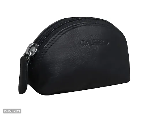 Calfnero Genuine Leather Coin Purse, Key Case, Coin Case (Black)-thumb2