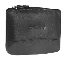 Genuine Leather Key Case Cum Coin Purse-Key  Coin Holder with with one Zip and Two Slip Pocket-Black Leather Key Case by Calfnero-thumb1