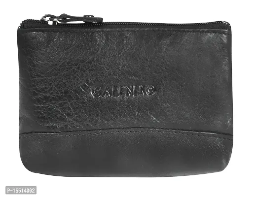 Genuine Leather Key Case Cum Coin Purse-Key  Coin Holder with with one Zip and Two Slip Pocket-Black Leather Key Case by Calfnero-thumb0