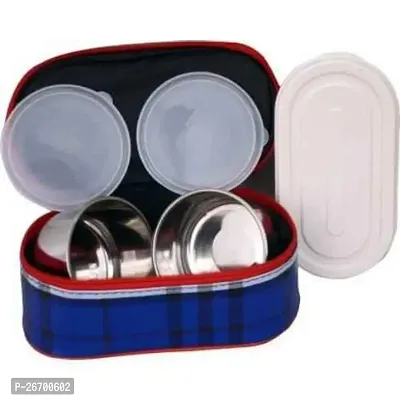 Stainless Steel Lunch Box Set and Roti/Bread Food Grade Plastic Container with Bag Cover-thumb0