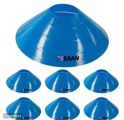 Seaan Sports Plastic Cones Marker| Soccer Mini Disc Cones| Mini Space Markers Discs for Football, Soccer, Baseball| Agility, Field Sports, Kids Footwork Training, Practice Drills etc|  Marker Cone (Pack of 6, Size 2Inches Inch Blue)