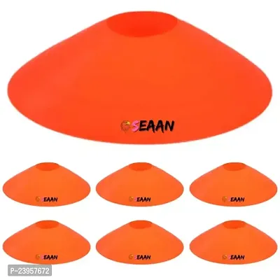 Seaan Sports Plastic Cones Marker| Soccer Mini Disc Cones| Mini Space Markers Discs for Football, Soccer, Baseball| Agility, Field Sports, Kids Footwork Training, Practice Drills etc|  Marker Cone (Pack of 6, Size 2Inches Inch Orange)