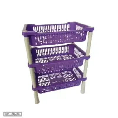 Fold Store And Save Multipurpose 3 Layer Folding Basket Purple