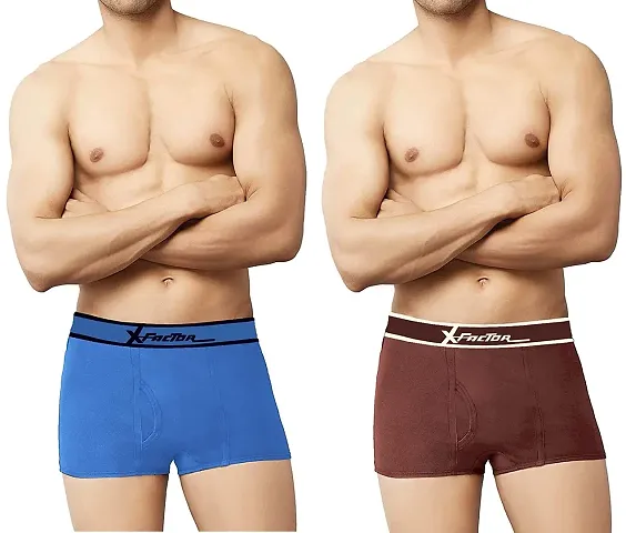 Ganesh Creations X-Factor Strech Solid Cotton Trunk for Men & Boys|Men's Underwear Trunk (Pack of 2)