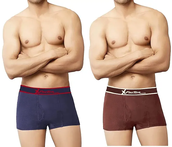 Ganesh Creations X-Factor Strech Solid Cotton Trunk for Men & Boys|Men's Underwear Trunk (Pack of 2)
