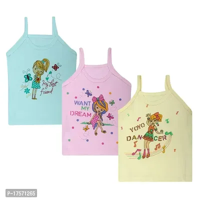 Ganesh Creations SIRTEX Kids Girls Hosiery Cotton Printed Slips Camisoles for Kids Girls|Kids Innerwear (Pack of 3)
