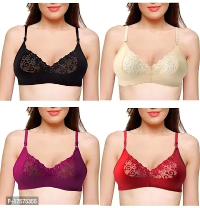 Women's X-Lady Hosiery Cotton Bridal Bra for Women and Girls - Women's Innerwear, Bralette Bra (Pack of 4)