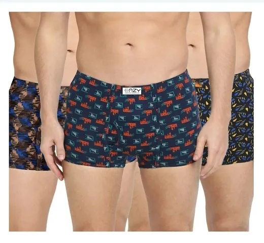 Ganesh Creations Men's Eazy Premium Printed Mini Trunk for Men & Boys|Men's Underwear Trunk (Pack of 3)