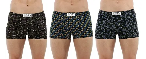 Ganesh Creations Men's Eazy Premium Printed Mini Trunk for Men & Boys|Men's Underwear Trunk (Pack of 3)