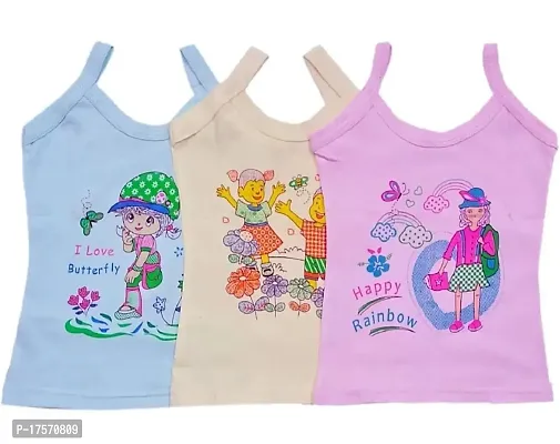 Ganesh Creations SIRTEX Kids Girls Hosiery Cotton Printed Slips Camisoles for Kids Girls|Kids Innerwear (Pack of 3)-thumb0