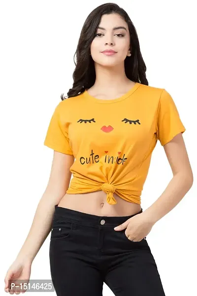 FLYME Girls Cotton T Shirt (FLY-YELLOW-T-119-S)-thumb0