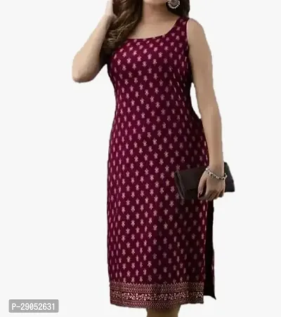 Stylish Maroon Cotton Self Pattern Kurta For Women-thumb0