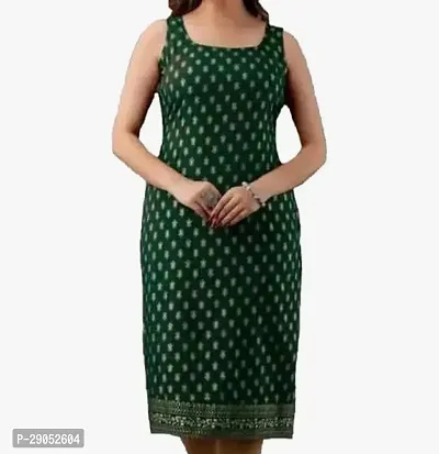 Stylish Green Cotton Self Pattern Kurta For Women-thumb0