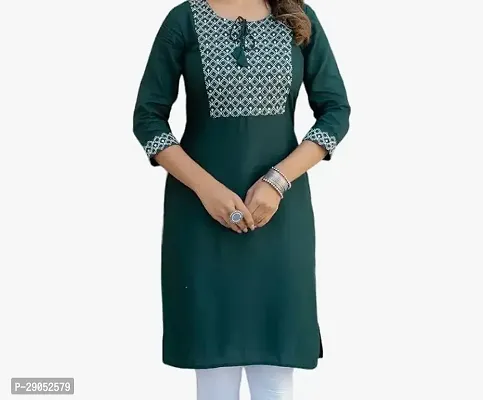Stylish Green Cotton Self Pattern Kurta For Women-thumb0