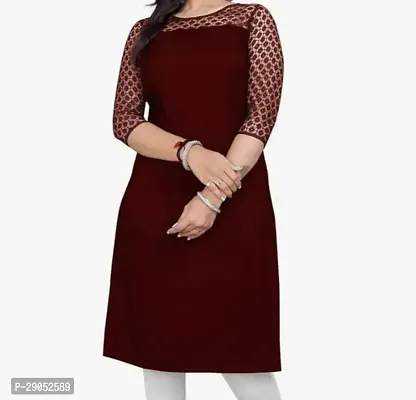 Stylish Maroon Cotton Self Pattern Kurta For Women-thumb0