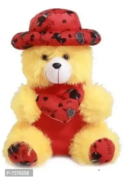 Stylish Fancy Yellow Red Cap Teddy Bear Soft Toys Stuffed Toy Plush Toys Teddy Bear For Girls-Boys-Kids