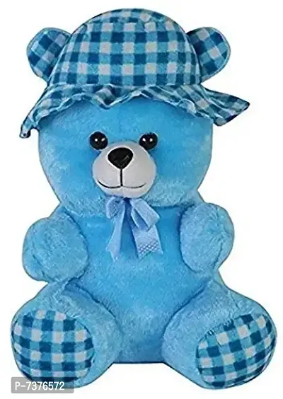 Stylish Fancy Blue Cap Check TeddybearSoft Toys Stuffed Toy Plush Toys Teddy Bear For Girls-Boys-Kids