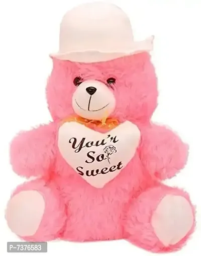 Stylish Fancy Pink-White Cap Teddy Bear Soft Toys Stuffed Toy Plush Toys Teddy Bear For Girls-Boys-Kids