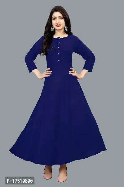 Classic Anarkali Solid Crepe Kurta-thumb0