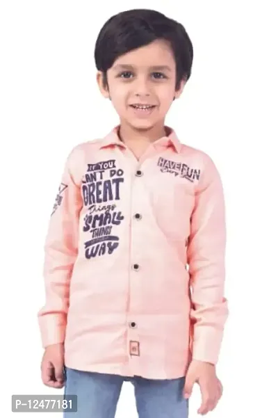 RED FOGG Vailly Kid's Alphabatic Print Cotton Casual Shirt for Boys Length 36 inch (9-10 Years,Pink,F2)-thumb0