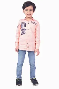 RED FOGG Vailly Kid's Alphabatic Print Cotton Casual Shirt for Boys Length 36 inch (9-10 Years,Pink,F2)-thumb2