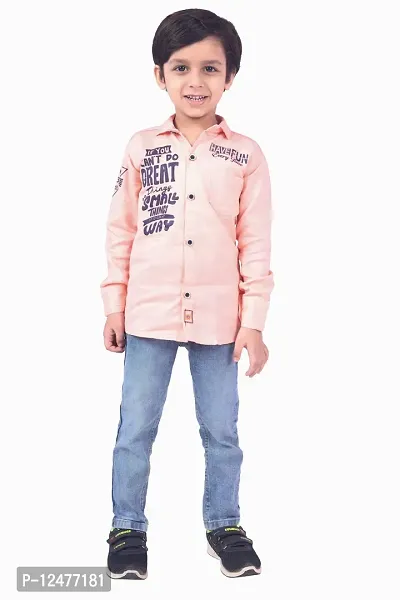 RED FOGG Vailly Kid's Alphabatic Print Cotton Casual Shirt for Boys Length 36 inch (9-10 Years,Pink,F2)-thumb3