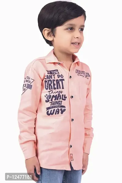 RED FOGG Vailly Kid's Alphabatic Print Cotton Casual Shirt for Boys Length 36 inch (9-10 Years,Pink,F2)-thumb5