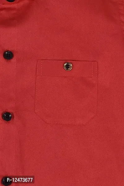 Red Fogg Boy's Cotton Solid Regular Slim Fit Shirt(VG-151_Red)-thumb3