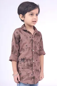 RED FOGG Vailly Kid's Punch Print Cotton Casual Shirt for Boys Length 34 inch (8-9 Years,Ligst Coffe,F4)-thumb3