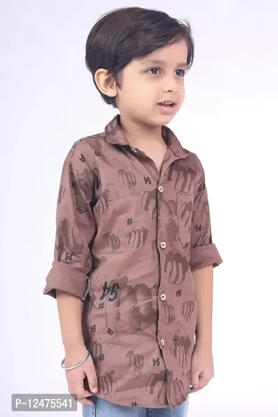 RED FOGG Vailly Kid's Punch Print Cotton Casual Shirt for Boys Length 34 inch (8-9 Years,Ligst Coffe,F4)-thumb4