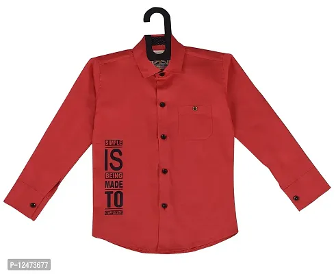 Red Fogg Boy's Cotton Solid Regular Slim Fit Shirt(VG-151_Red)-thumb0