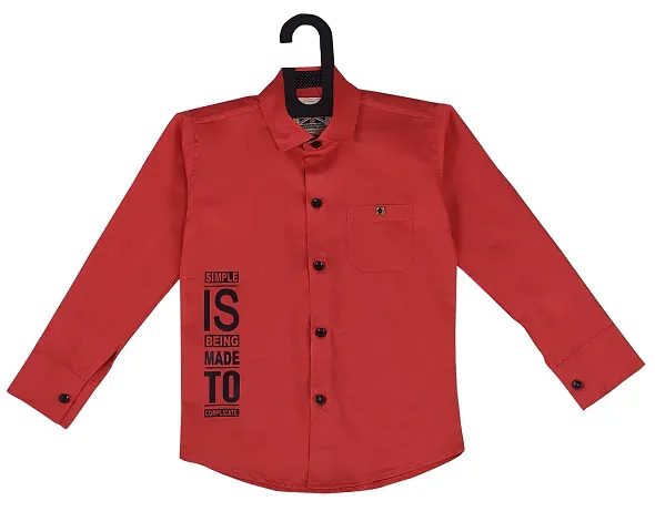 Fogg Boy's Solid Regular Slim Fit Shirt(VG-151_Red)