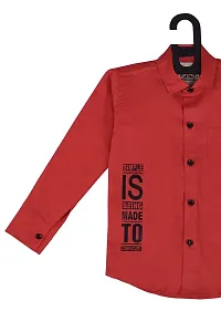 Red Fogg Boy's Cotton Solid Regular Slim Fit Shirt(VG-151_Red)-thumb1