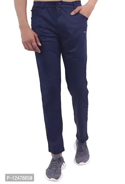 RED FOGG Men's Slim Fit Lycra Starchbale Fabric Formal Trouser Pant(Blue,36)