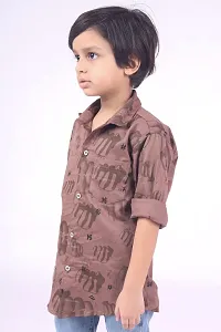 RED FOGG Vailly Kid's Punch Print Cotton Casual Shirt for Boys Length 34 inch (8-9 Years,Ligst Coffe,F4)-thumb4