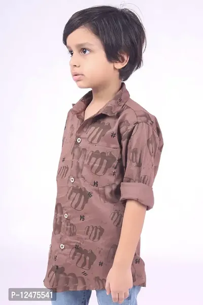 RED FOGG Vailly Kid's Punch Print Cotton Casual Shirt for Boys Length 34 inch (8-9 Years,Ligst Coffe,F4)-thumb5