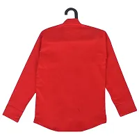 RED FOGG Kid's Pure Cotton Shirt Casual Round Neck Spread Collar Solid Color Shirt for Boys Full Sleeve - 1 Piece Red-thumb3
