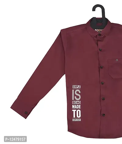 RED FOGG Boys Full Sleeve Shirt Maroon for 3-4 Years Length 24 inch-thumb3