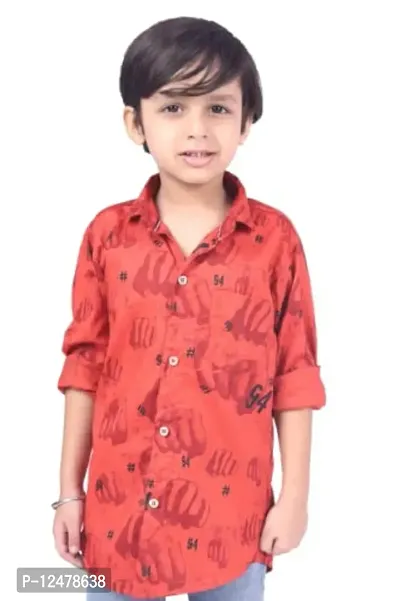 Vailly Kid's Punch Print Cotton Casual Shirt for (8-9 Years,Red Rani,F7)