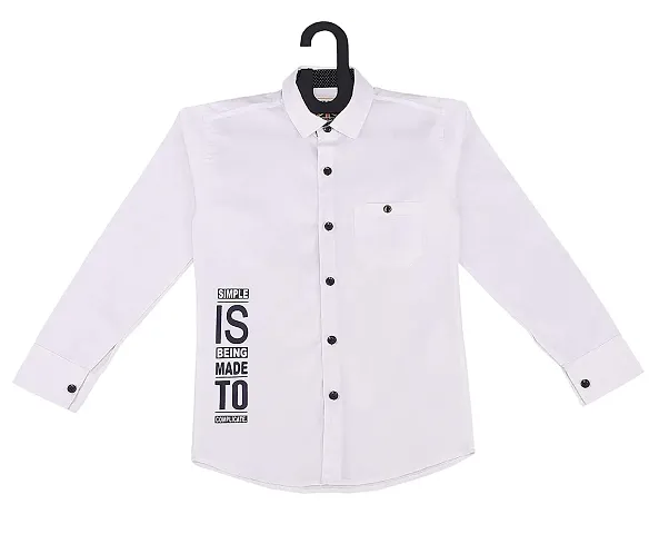 Fogg Boy's Solid Regular Slim Fit Shirt(VG-151_White)