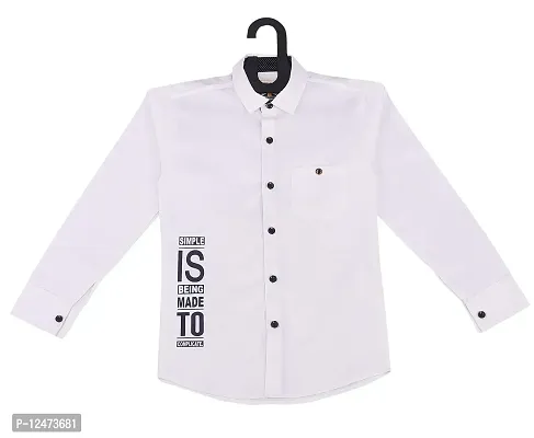 Red Fogg Boy's Cotton Solid Regular Slim Fit Shirt(VG-151_White)